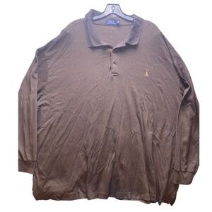 Ralph Lauren Shirt Mens 5XB‎ Long Sleeve Polo Brown Heathered Casual Classic